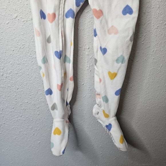 Carter's Footed Pajama Toddler 4T White Pink Heart Zip Up Long Sleeve Clean Girl - Picture 5 of 11